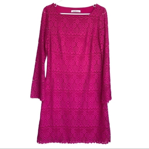 Laundry By Design Nordstrom Pink Lace Belle Sleeve Mini Dress Size 8 - Picture 2 of 16